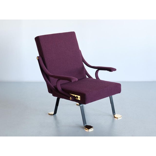 Digamma Armchair in Purple Dedar Fabric & Brass by Ignazio Gardella, 2010s For Sale - Image 13 of 17