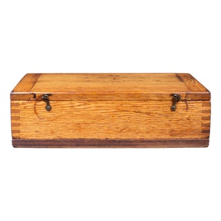 Solid Oak Factory Tool Box c.1920 For Sale