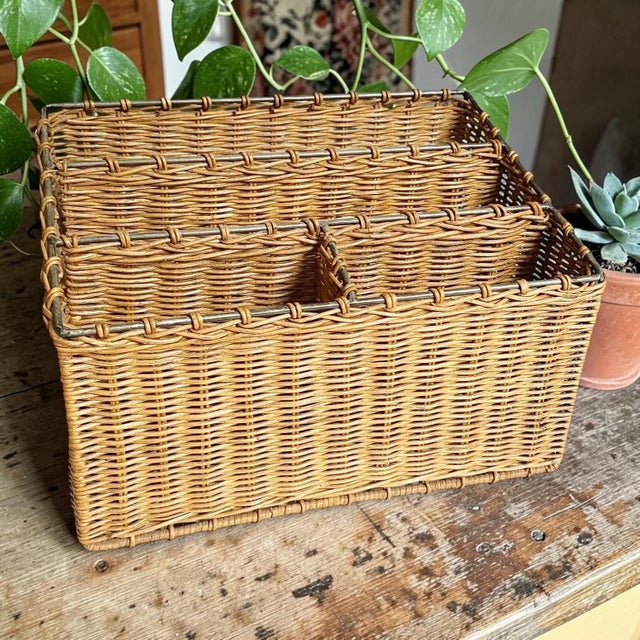 Elevate your workspace with the Vintage Woven Wicker & Steel Desk Organizer, a perfect blend of rustic charm and modern...