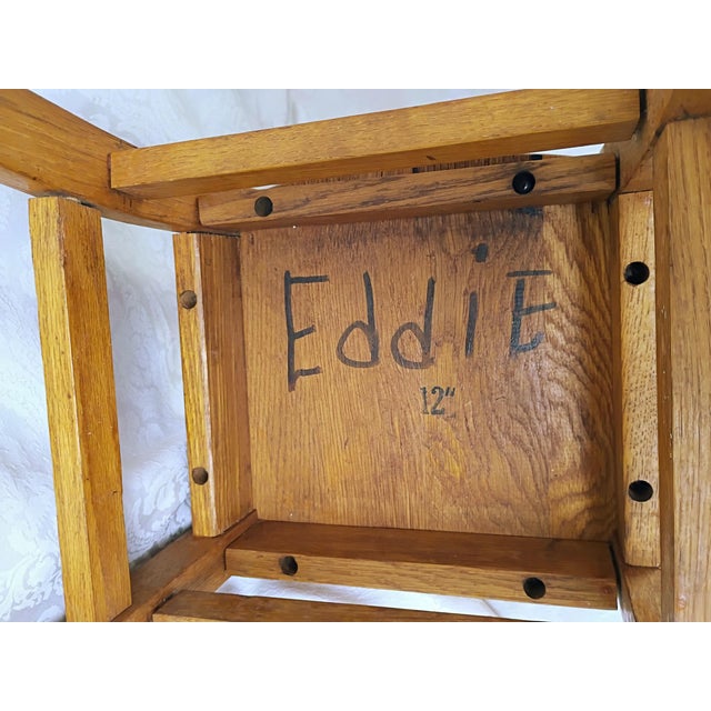 Mid Century Mission Style Wooden School Chair Solid Oak Schoolhouse Kids Playroom Furniture For Sale - Image 10 of 10