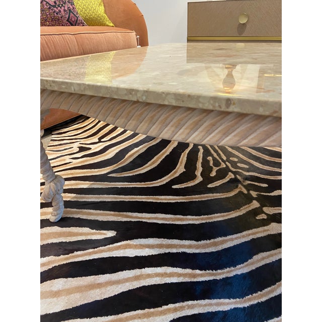 Wood Vintage Stone Top Coffee Table With “Rope and Knots” Base For Sale - Image 7 of 9