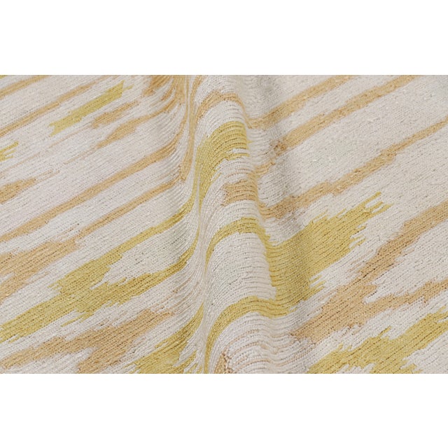 Beige Rug & Kilim’s Modern Square Kilim With Beige, Gold, and White Ikats Pattern For Sale - Image 8 of 9