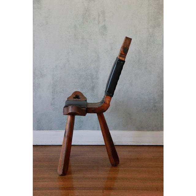 Brutalist Mid-20th Century Hand-Carved Spanish Brutalist Pine Fireside Chair For Sale - Image 3 of 10