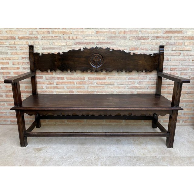 Vintage French Bench in Wood, 1920 For Sale - Image 16 of 16