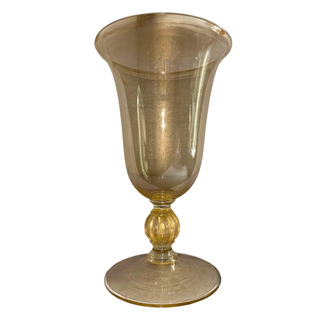 A substantial Italian Murano glass vase, dating to the 20th century, distinguished by its elegant classical form and...