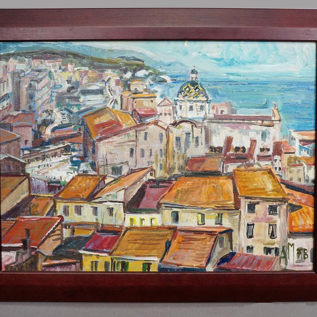 Impressionist Alexander Michael Oil Painting of a Southern Italian Coastal Town, 1978 For Sale - Image 3 of 6