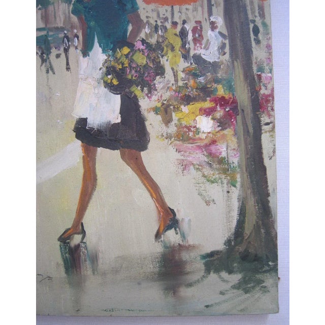 Beige 1950's French Painting Champs Elysees, M. Abrect For Sale - Image 8 of 8