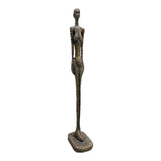 Monumental Patinated Fiberglass Figure Sculpture Style of Alberto Giacometti For Sale