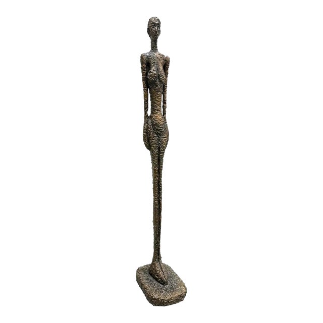 Monumental Patinated Fiberglass Figure Sculpture Style of Alberto Giacometti For Sale