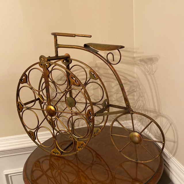 Very Intresting and unusual brutalist style metal wine rack. Great size and stature, unusual form of a tricycle