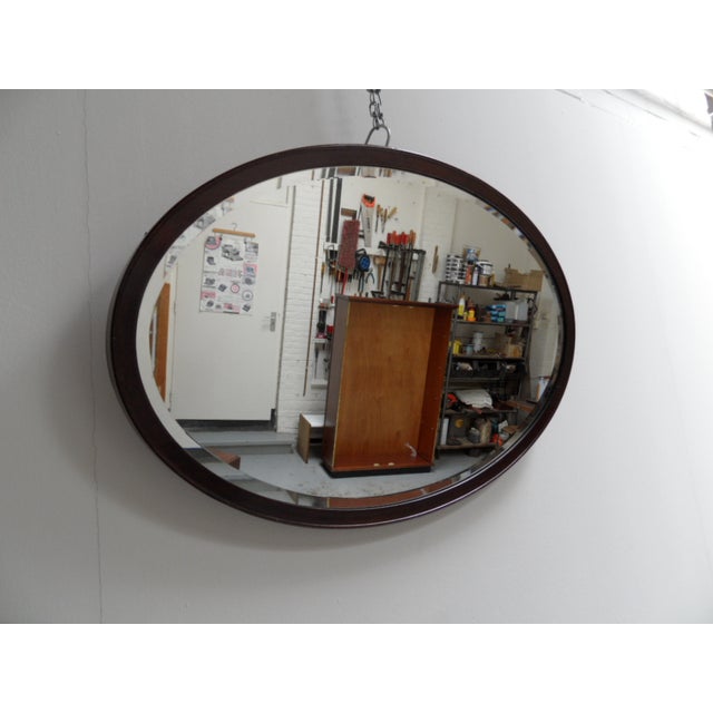 Brown Antique Oval Mahogany Mirror, 1890s For Sale - Image 8 of 9