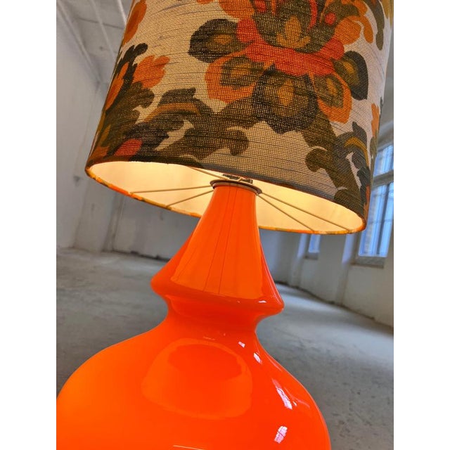 Glass Orange Floor Lamp with Luminous Glass Base, 1970s For Sale - Image 7 of 11