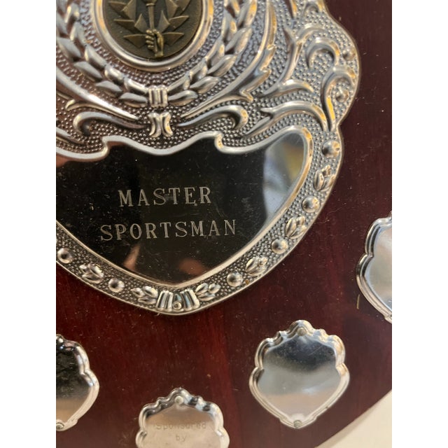 Brown Winchester District Spaa Sports Award 2008-2013 Wood & Silver English Trophy Plaque for Master Sportsman For Sale - Image 8 of 12