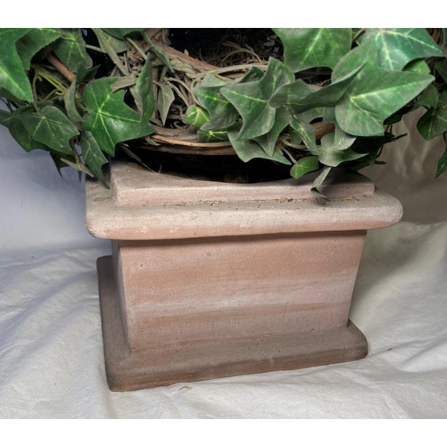 Vintage Earthenware Planter With Round Faux Plant For Sale In New York - Image 6 of 8