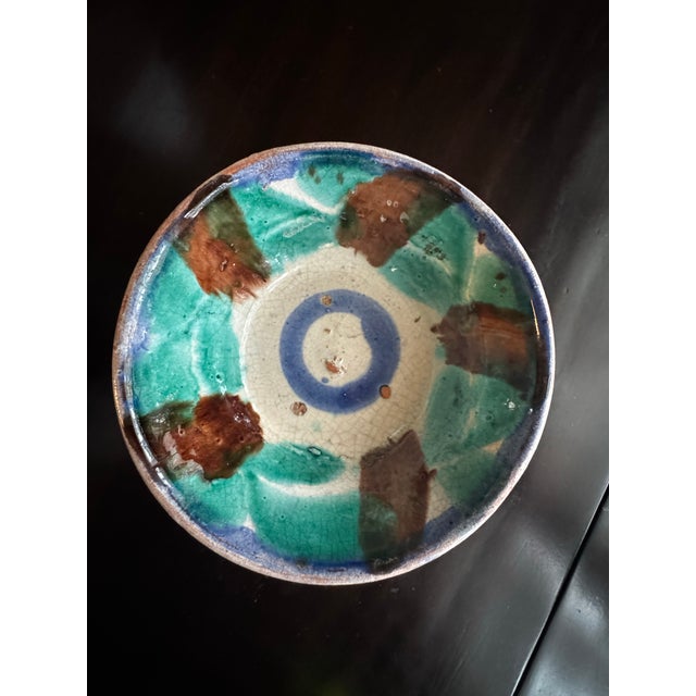 Early 20th Century Vintage Southwestern Oaxacan Majolica Aqua and Brown Studio Art Pottery Decorative Bowls, a Pair For Sale - Image 5 of 12