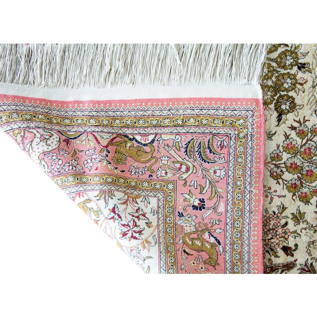 Mid-20th Century Persian Silk Qum Rug For Sale - Image 4 of 15