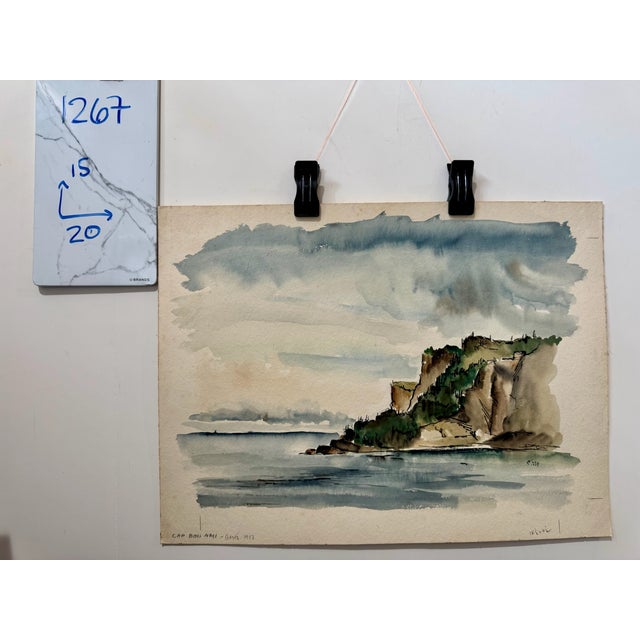 Paper Henry Emil Salloch Original Watercolor on Paper Cap Bon Ami-Gaspé. Quebec, Canada. 1957 For Sale - Image 7 of 7