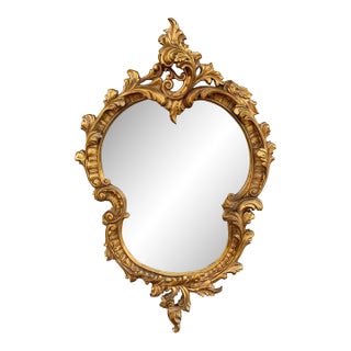 Louis XV Cartouche Rococo Baroque Gilt Wood Wall Mirror For Sale