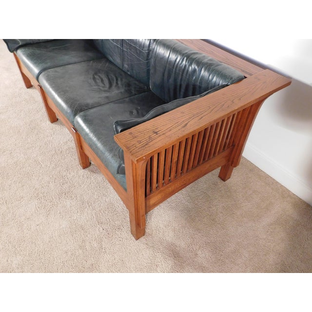 Vintage Kimball Furniture Antique Style Mission Prairie Arts & Crafts Oak Sofa For Sale - Image 13 of 18