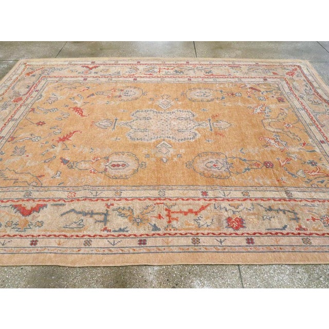Rustic Galerie Shabab Collection Early 20th Century Turkish Oushak Room Size Carpet For Sale - Image 3 of 6