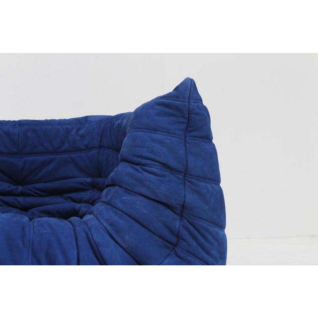Blue Blue Leather Corner Armchair by Michel Ducaroy for Ligne Roset, 1990s For Sale - Image 8 of 11