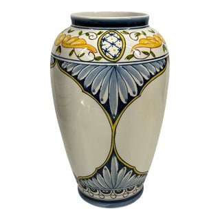 Vintage MCM Hand-Painted Nazari Vase - Made in Portugal For Sale