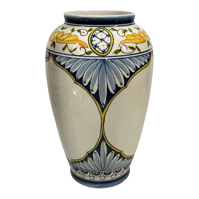Vintage MCM Hand-Painted Nazari Vase - Made in Portugal For Sale