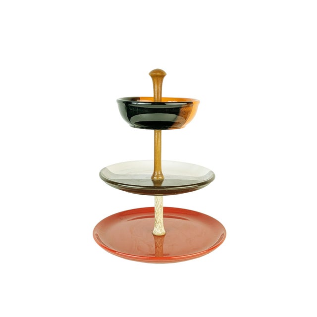 Italian Ceramic and Wood Fruit Bowl, 1960s For Sale - Image 11 of 11