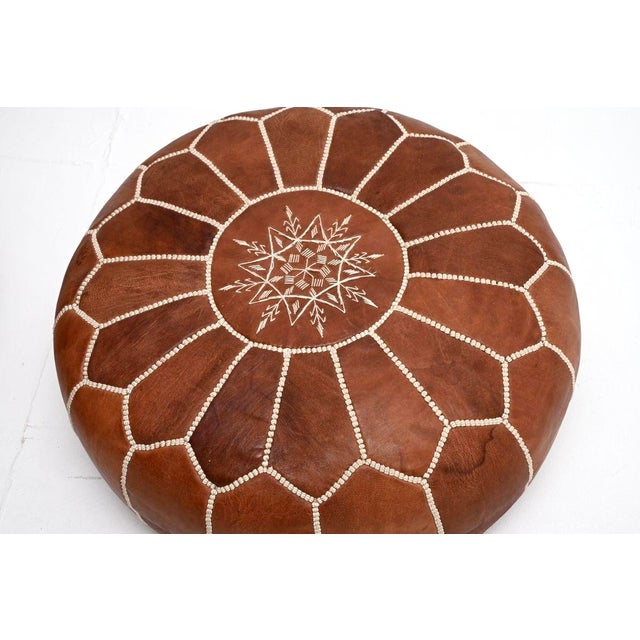 Animal Skin Vintage Moroccan Leather Ottoman Stools, 1970, Set of 2 For Sale - Image 7 of 9