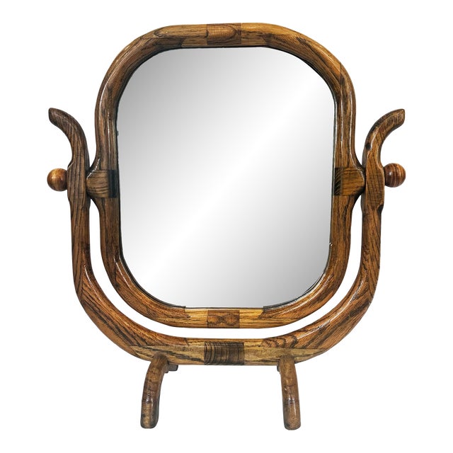 Late 20th Century Wood Frame Adjustable Table Mirror For Sale