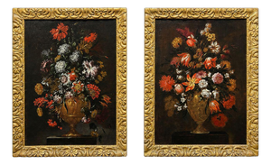 After Francesco Mantovano, Still Lifes, 1600s, Oil Painting on Canvas, Framed, Set of 2