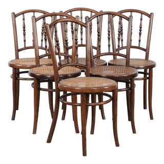 Vintage Wooden Bistro Chairs by Jacob & Josef Kohn Wien, Set of 6 For Sale