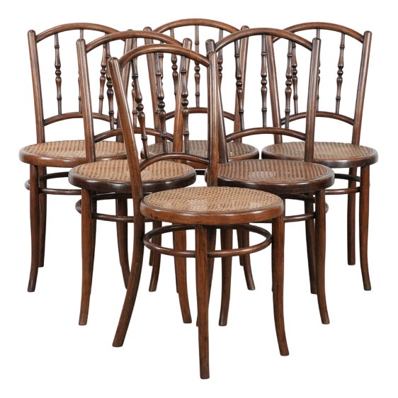 Vintage Wooden Bistro Chairs by Jacob & Josef Kohn Wien, Set of 6 For Sale