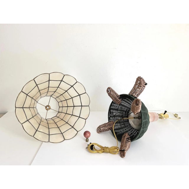Mid Century Wicker Turtle Lamp & Shell Shade For Sale - Image 12 of 12