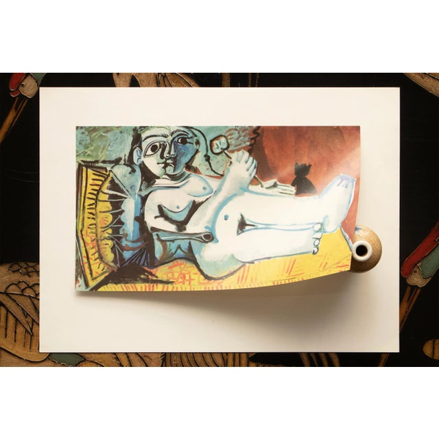 1970s 1971 After Pablo Picasso "Reclining Nude With Cat", Period Parisian Full-Color Print For Sale - Image 5 of 8