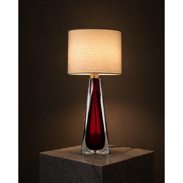 Ruby Red Glass Table Lamp by Carl Fagerlund for Orrefors, Sweden, 1960s For Sale - Image 6 of 9