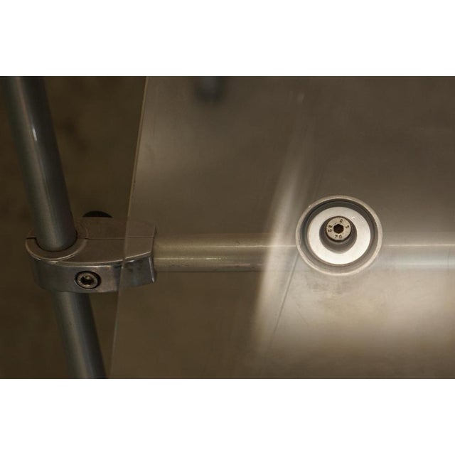 Metal and Acrylic Glass Folding Desk Chair with Swing Back For Sale - Image 12 of 18