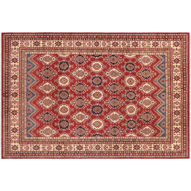 Rustic Super Kazak Red/Beige Wool Rug - 9'0'' X 11'10'' For Sale - Image 10 of 10