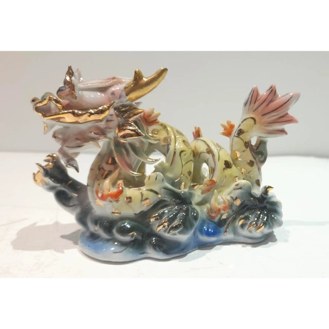 Vintage Porcelain Dragon 24k Gold For Sale - Image 9 of 11