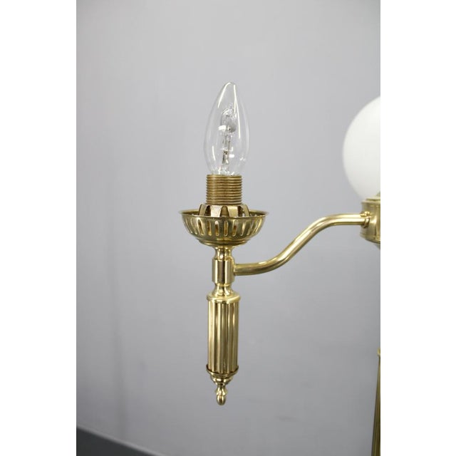 Vintage Czechoslovak Floor Lamp in Brass with Milky Glass Shades, 1970s For Sale - Image 9 of 13