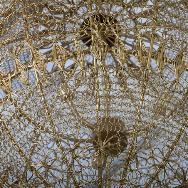 Brass Monumental Wrought Brass Wire Pendant For Sale - Image 8 of 9