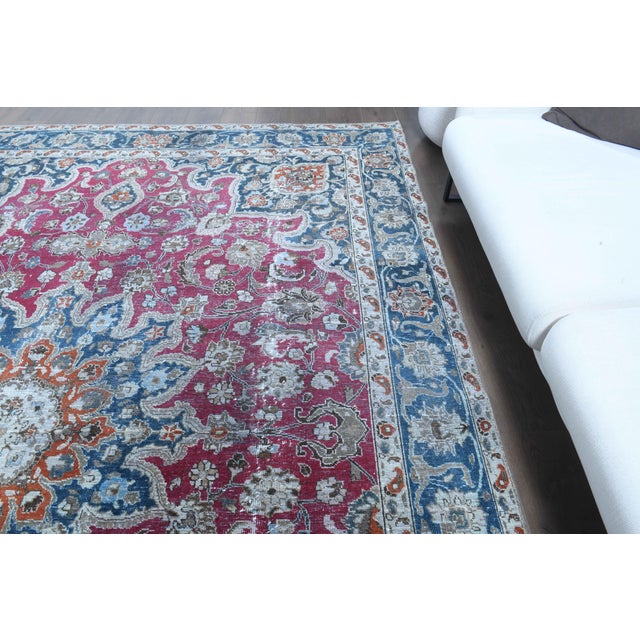 1970s Vintage Persian Handmade Wool Cotton Light Red Area Rug For Sale In San Francisco - Image 6 of 11