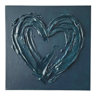 Deep Green Abstract Heart Painting For Sale
