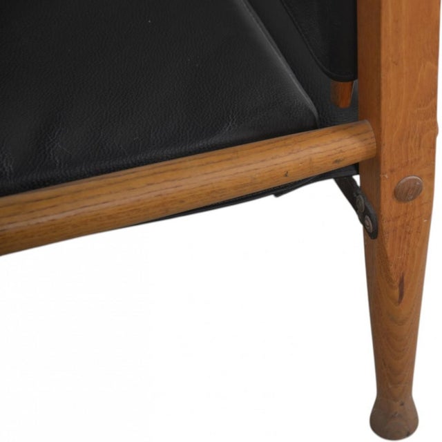 Square Cushion Safari Chair in Black Leather, 1990s For Sale - Image 15 of 18