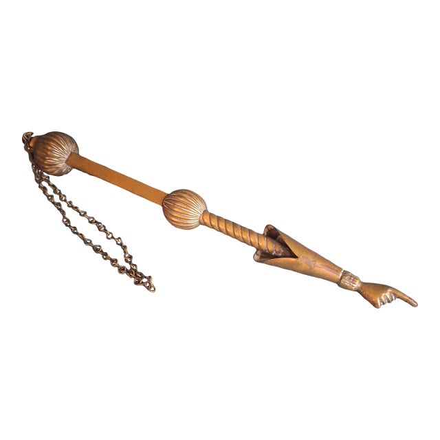 Museum Specimen Antique Brass Torah Pointer Heavy 141g Yad 19th C European Judaica For Sale