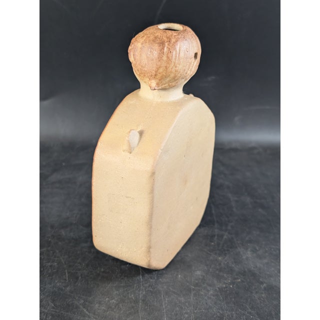 Mid-Century Japan Stoneware Sunflower Girl Bud Vase Japan 1970's For Sale In New York - Image 6 of 8