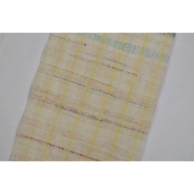 White Vintage Neutral White Runner Rug, 1960s For Sale - Image 8 of 11