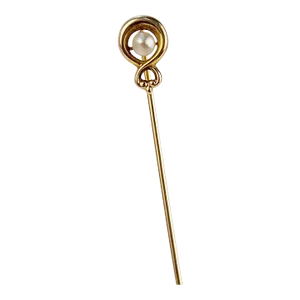Antique Art Nouveau 10 Karat Gold & Seed Pearl Stick Pin
