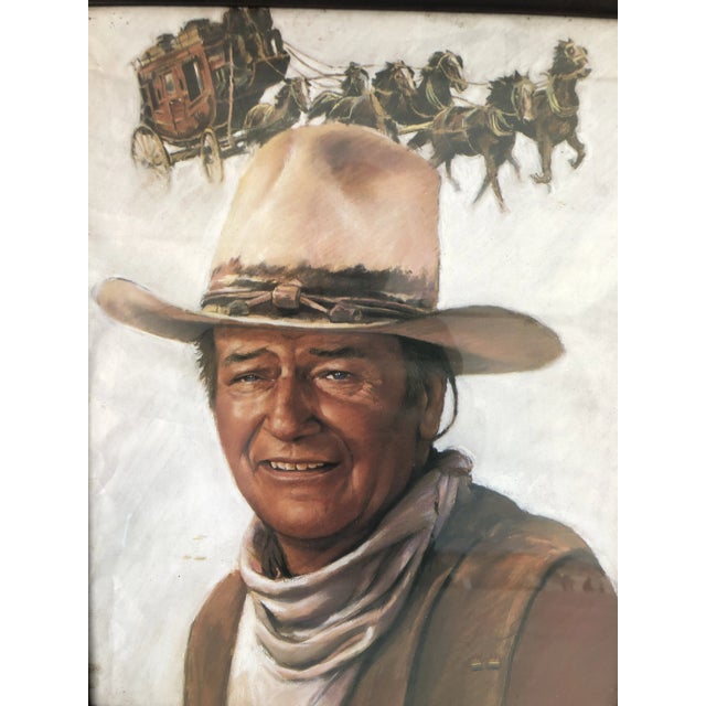 Vintage John Wayne and Stagecoach Movie Print 18x22 Framed.