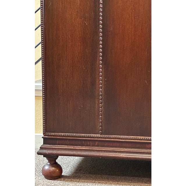 Wood Antique English Oak Jacobean Style Triple Door Compactum Armoire, Uk Import c.1890 For Sale - Image 7 of 15